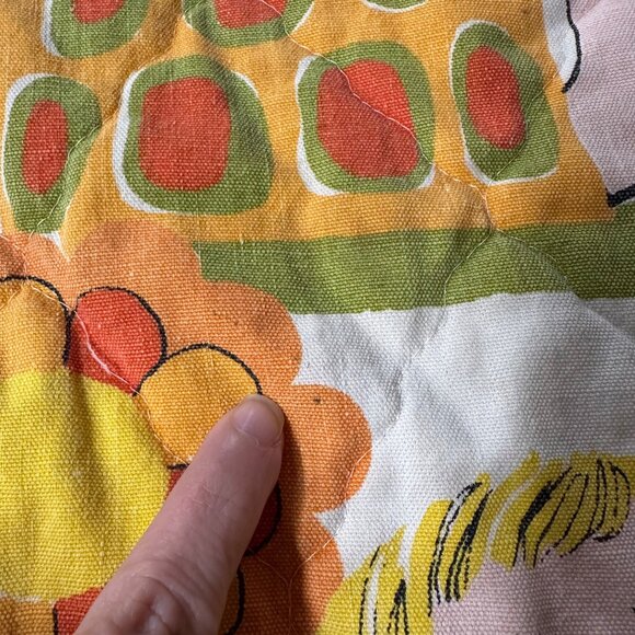 Vintage 1970s Kitschy Handmade Throw Blanket Flower Snail Yellow Orange AS IS - Picture 5 of 10
